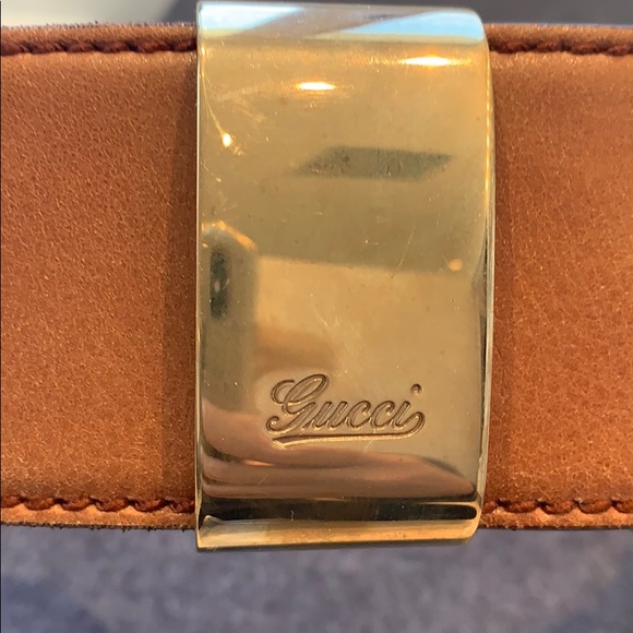 100% Gucci belt leather gold hardware size 32” - Picture 4 of 8